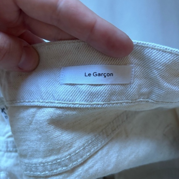 Frame Women's Le Garçon White Distressed Straight Leg Jean Size 27‎ Denim Boho - Picture 3 of 10